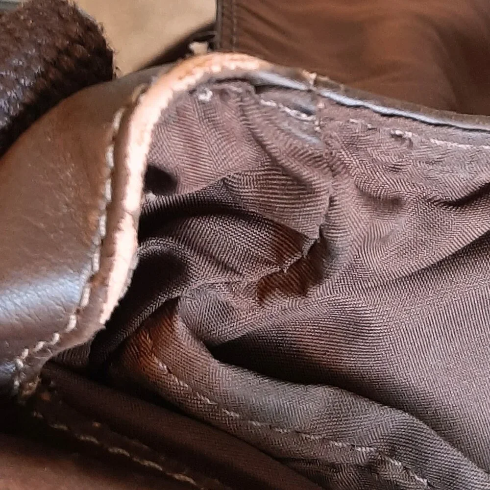 Fossil Brown Leather Messenger Briefcase Crossbody Bag (Flawed)